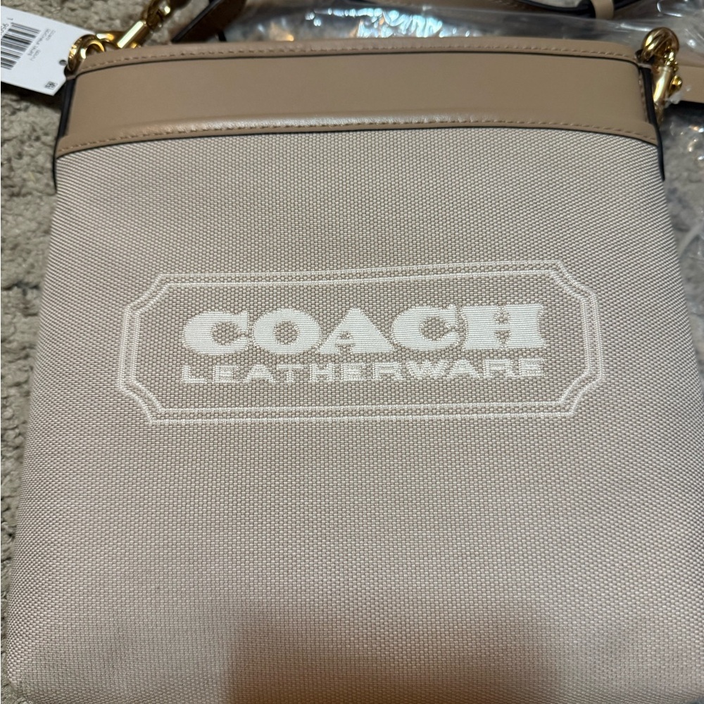 Coach Kitt Chalk and Taupe Crossbody Bag